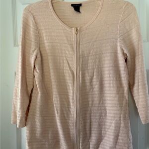 Ann Taylor Pink Textured Zip Up Cardigan